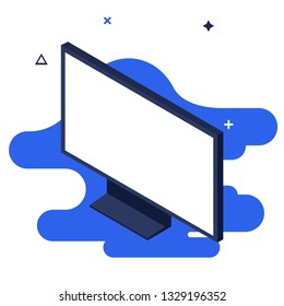 Computer monitor vector illustration. Computer isometric icon.