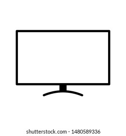 computer monitor vector illustration on white background. Realistic black modern thin frame display. icon vector illustration