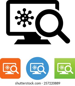 Computer monitor with virus icon