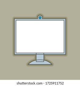 Monitor informático con cámara web. Ilustración plana vectorial.