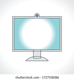 Computer monitor with web camera. Vector flat illustration.
