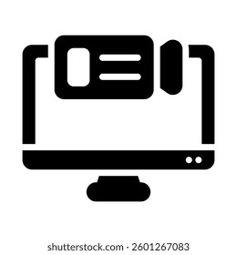 Computer monitor with a webcam, ideal for technology blogs, remote work, video conferencing, webinars, digital communication, and online meetings.