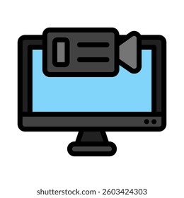 Computer monitor with a webcam, ideal for technology blogs, remote work, video conferencing, webinars, digital communication, and online meetings.