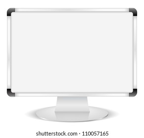 Computer monitor with whiteboard instead of screen, e-learning concept, vector eps10 illustration