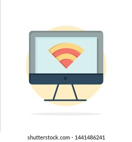 Computer, Monitor, Wifi, Signal Abstract Circle Background Flat color Icon