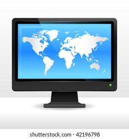 Infographics On Computer Screen World Map Stock Vector Royalty Free Infographics On Computer Screen World Map Stock Vector Royalty Free