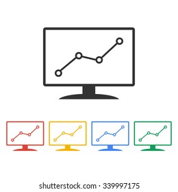 Computer monitors with different graphs, vector eps10 illustration