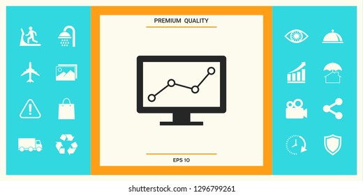 Computer monitors with graph. Graphic elements for your design
