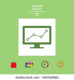 Computer monitors with graph. Graphic elements for your design