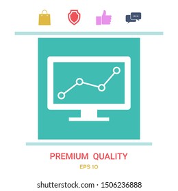 Computer monitors with graph. Graphic elements for your design