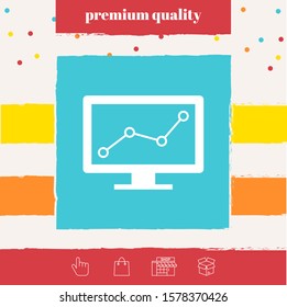 Computer monitors with graph. Graphic elements for your design