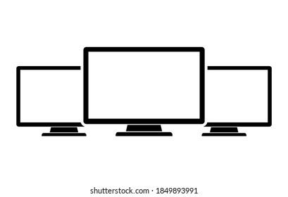 Computer monitors icons isolated on white background. Vector illustration