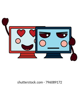 computer monitors kawaii icon image 