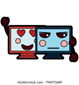 computer monitors kawaii icon image 