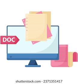 computer monitors and office report sheets	
