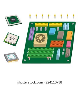 Computer Mother Board CPU Graphic Card Vector