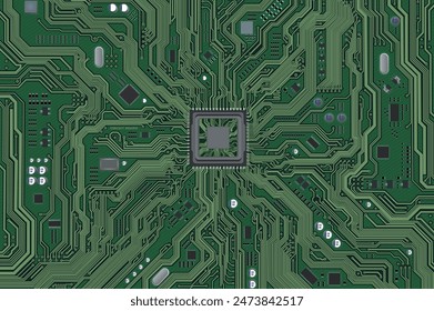 Computer motherboard with CPU, vector circuit board