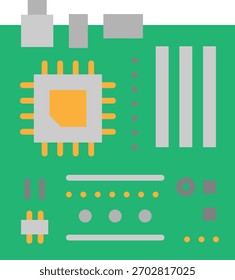 Placa madre de la computadora Ilustración vectorial plana
