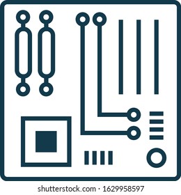 computer motherboard icon vector line graphic