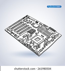 computer motherboard, isolated 