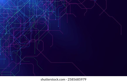 Computer motherboard pattern, circuit board background. Vector intricate circuitry motif with soldered connections and electronic components, creating dynamic and interconnected design, AI concept