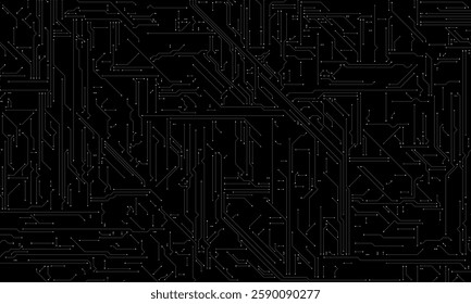 Computer motherboard pattern, circuit board background. Vector intricate circuitry motif with soldered connections and electronic components, creating dynamic and interconnected design, AI concept