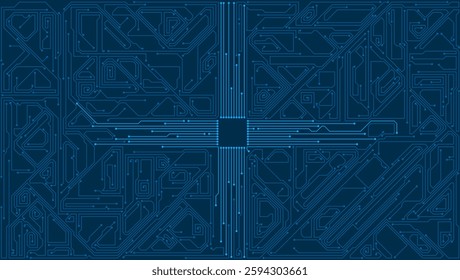 Computer motherboard pattern, circuit board background. Vector intricate circuitry motif with soldered connections and electronic components, creating dynamic and interconnected design, AI concept