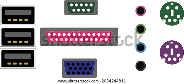 Computer Motherboard Ports Vector Illustration Stock Vector (Royalty ...