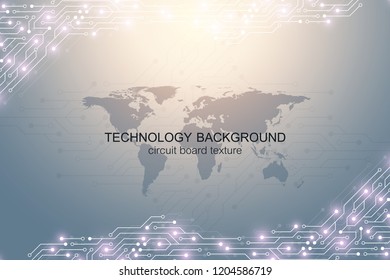 Computer motherboard vector background with circuit board electronic elements. Electronic texture for computer technology, engineering concept. Motherboard integrated computing illustration