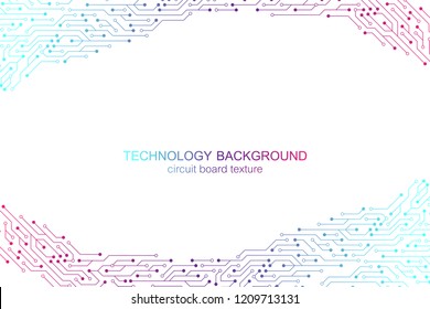 Computer motherboard vector background with circuit board electronic elements. Electronic texture for computer technology, engineering concept. Motherboard integrated computing illustration.