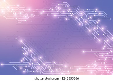 Computer motherboard vector background with circuit board electronic elements. Electronic texture for computer technology, engineering concept. Motherboard integrated computing illustration.