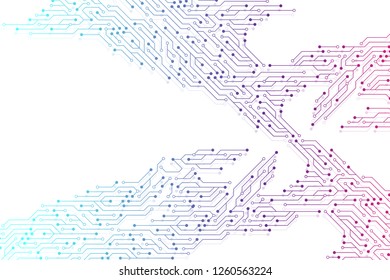Computer motherboard vector background with circuit board electronic elements. Electronic texture for computer technology, engineering concept. Motherboard integrated computing illustration.