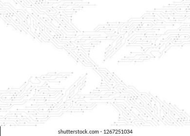 Computer motherboard vector background with circuit board electronic elements. Electronic texture for computer technology, engineering concept. Motherboard integrated computing illustration.