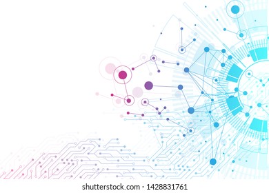 Computer motherboard vector background with circuit board electronic elements. Electronic texture for computer technology, engineering concept. Motherboard computer generated abstract illustration.