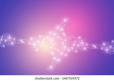 Computer motherboard vector background with circuit board electronic elements. Electronic texture for computer technology, engineering concept. Motherboard computer generated abstract illustration.