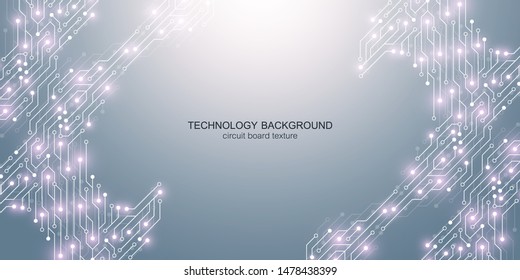 Computer motherboard vector background with circuit board electronic elements. Electronic texture for computer technology, engineering concept. Motherboard computer generated abstract illustration.