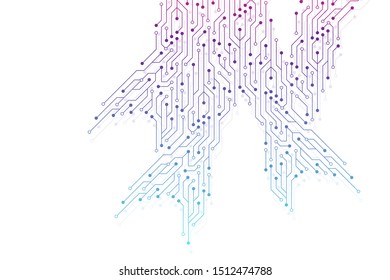 Computer motherboard vector background with circuit board electronic elements. Electronic texture for computer technology, engineering concept. Motherboard integrated computing illustration