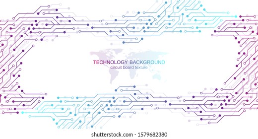 Computer motherboard vector background with circuit board electronic elements. Electronic texture for computer technology, engineering concept. Motherboard computer generated abstract illustration