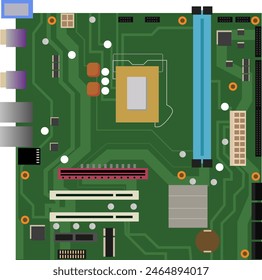 Vektorillustration der Hauptplatine des Computers, Platine des Computers