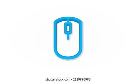 computer mouse 3d line flat color icon. Realistic vector illustration. Pictogram isolated. Top view. Colorful transparent shadow design.