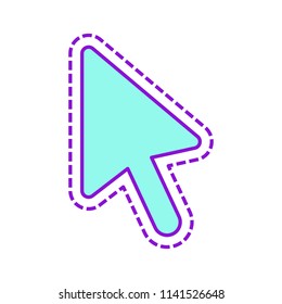 computer mouse arrow icon. Colored sketch with dotted border on white background