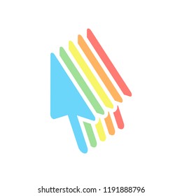 computer mouse arrow icon. Stack of colorful isometric icons on white background