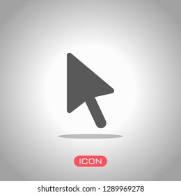 computer mouse arrow icon. Icon under spotlight. Gray background