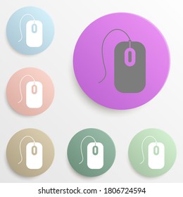 Computer mouse badge color set. Simple glyph, flat vector of web icons for ui and ux, website or mobile application