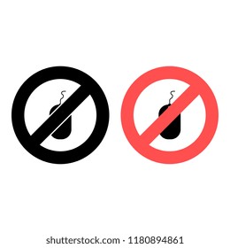 Computer mouse ban, prohibition icon. Simple glyph vector of technology for UI and UX, website or mobile application on white background