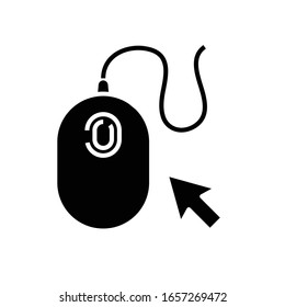 Computer mouse black icon, concept illustration, vector flat symbol, glyph sign.