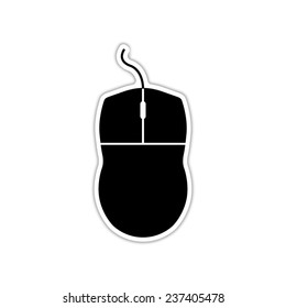 computer mouse - black vector icon with shadow