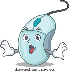 Computer mouse cartoon character design on a surprised gesture