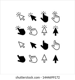 Computer Mouse Click Cursor Arrow Icons Set And Loading Icons.