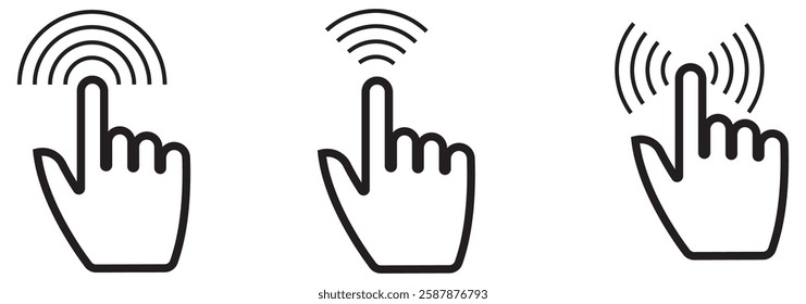 Computer mouse click cursor arrow icons set and loading icons. hand click pointer eps 10 